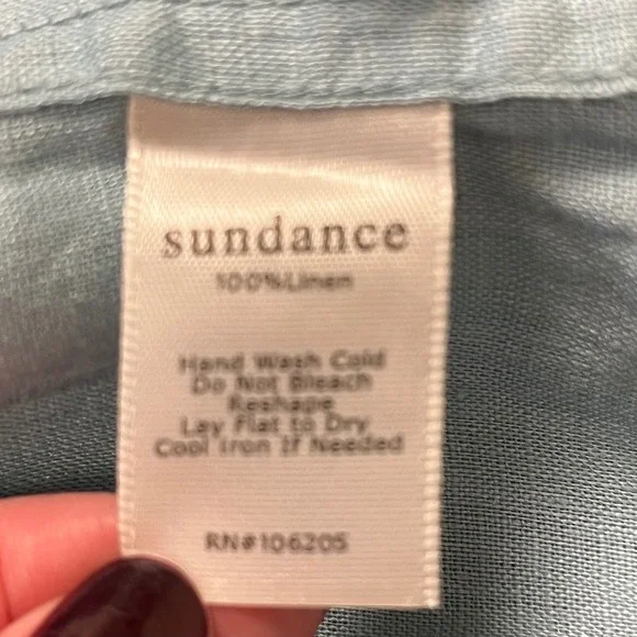 SUNDANCE Blue Katina Linen Pintuck Tunic Shirt Sz M Pleated Boho Travel‎ Relaxed - Picture 6 of 14